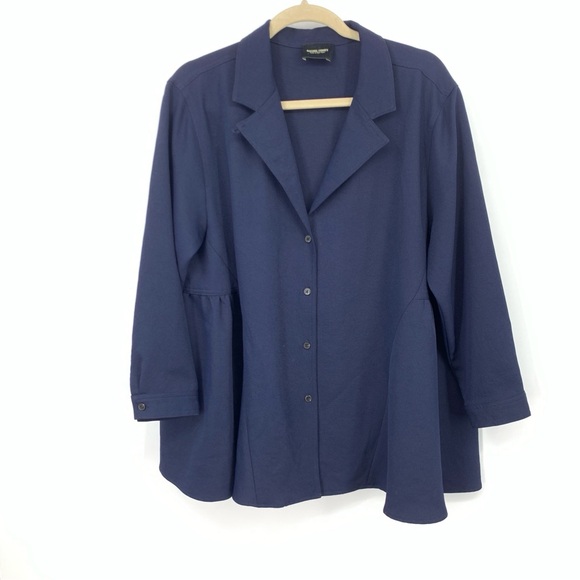 Rachel Comey Women Size 8 Top Button Up Jacket Blazer Blue 3/4 Sleeve Oversized - Picture 1 of 7